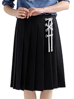 Pleated Gabardine Midi-Skirt