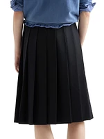 Pleated Gabardine Midi-Skirt