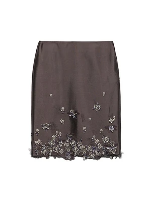 Embroidered Silk and Wool Skirt