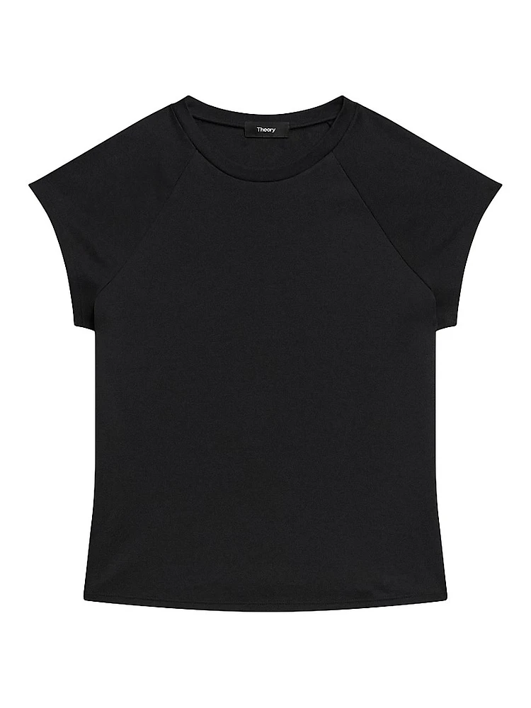 Raglan Cotton Cap-Sleeve T-Shirt