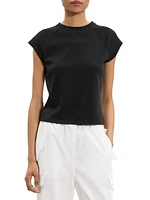 Raglan Cotton Cap-Sleeve T-Shirt