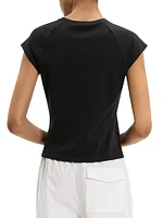 Raglan Cotton Cap-Sleeve T-Shirt
