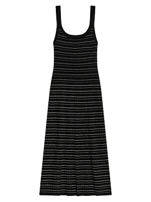 Contrast Rib-Knit Cotton-Blend Midi-Dress