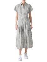 Stripe Belted Cotton Shirtdress