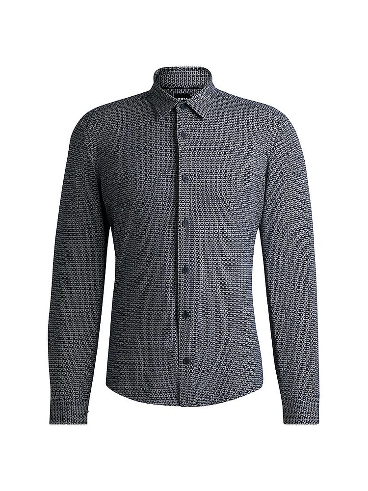 Slim-Fit Shirt Printed Performance Stretch Jersey