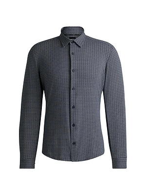 Slim-Fit Shirt Printed Performance Stretch Jersey
