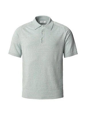 Linen-Cotton Woven Polo Shirt