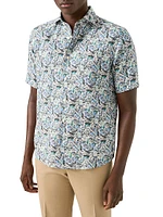 Slim-Fit Floral Linen Button-Front Shirt