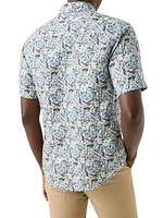 Slim-Fit Floral Linen Button-Front Shirt