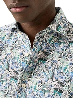 Slim-Fit Floral Linen Button-Front Shirt