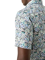 Slim-Fit Floral Linen Button-Front Shirt