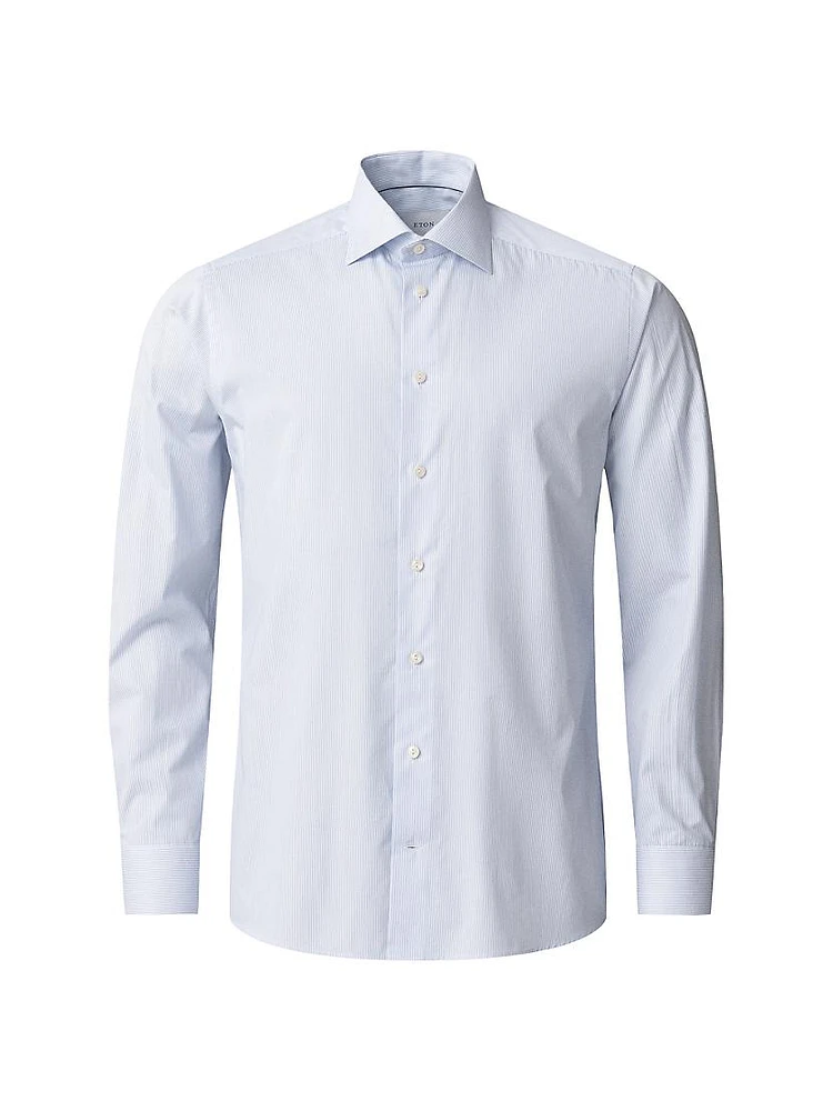 Slim-Fit Striped Button-Front Shirt