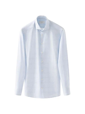 Contemporary-Fit Elevated Cotton-Linen Check Shirt