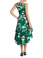 Floral Cotton Tiered Midi-Dress