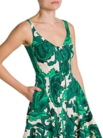 Floral Cotton Tiered Midi-Dress
