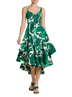 Floral Cotton Tiered Midi-Dress
