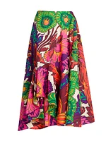 Agave Floral Cotton Midi-Skirt