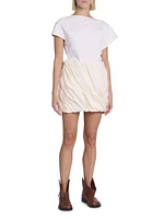 Linen-Cotton Rolled-Hem Miniskirt