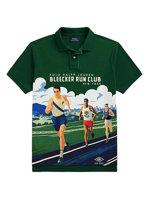 Classic-Fit Print Mesh Polo Shirt