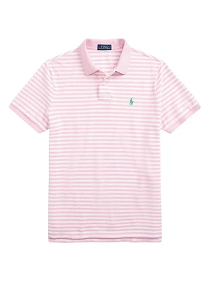 Custom-Slim-Fit Striped Mesh Polo Shirt