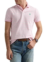 Custom-Slim-Fit Striped Mesh Polo Shirt