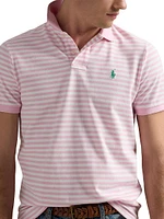 Custom-Slim-Fit Striped Mesh Polo Shirt