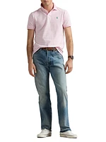 Custom-Slim-Fit Striped Mesh Polo Shirt