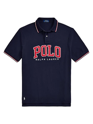 Custom-Slim-Fit Logo Mesh Polo Shirt