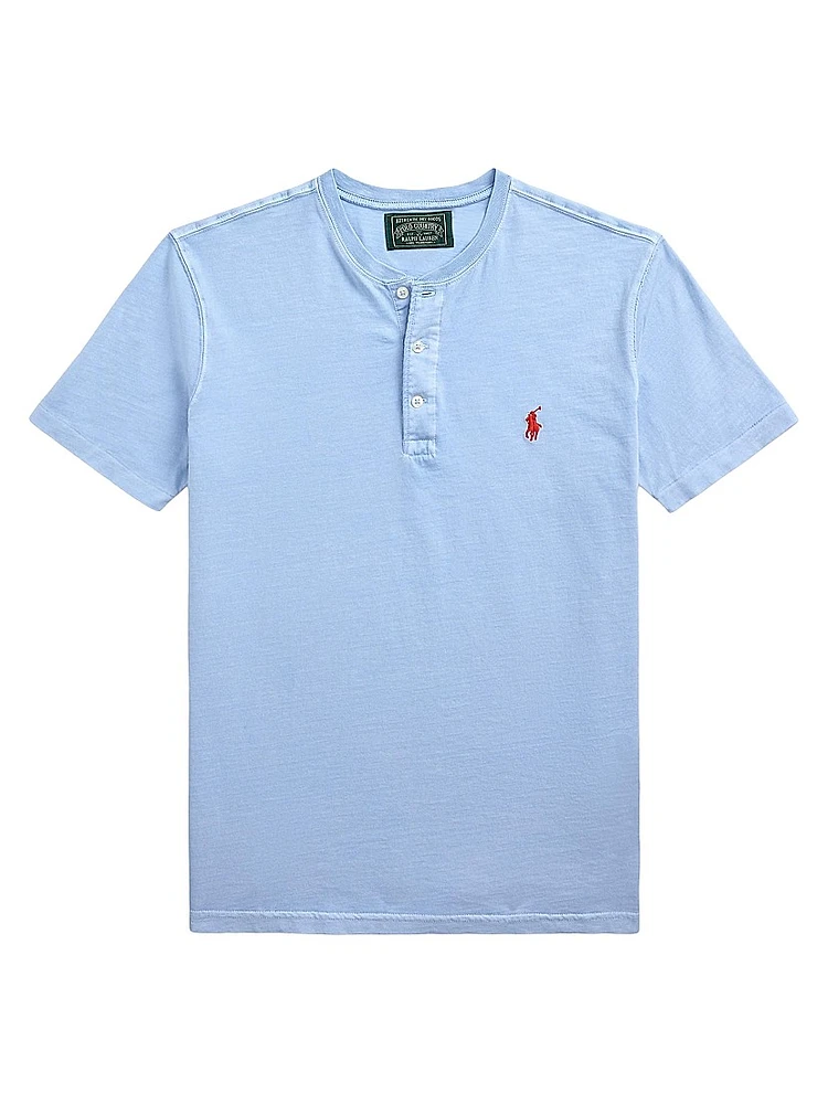 Slub Jersey Short-Sleeve Henley Shirt
