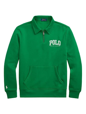 Logo Cotton-Blend Fleece Polo Sweatshirt