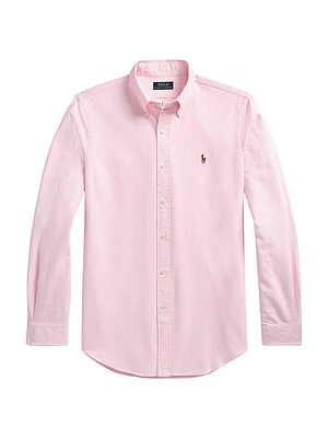 Logo-Embroidered Striped Cotton Oxford Shirt