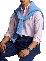 Logo-Embroidered Striped Cotton Oxford Shirt