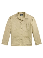 Logo-Embroidered Linen-Cotton Overshirt