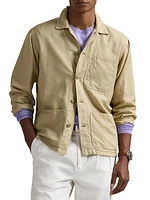 Logo-Embroidered Linen-Cotton Overshirt