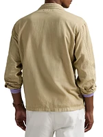 Logo-Embroidered Linen-Cotton Overshirt