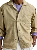 Logo-Embroidered Linen-Cotton Overshirt