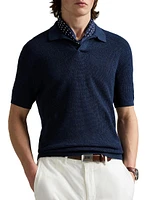 Mesh-Knit Linen Short-Sleeve Sweater