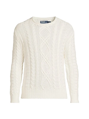 Aran-Knit Cotton Rollneck Sweater