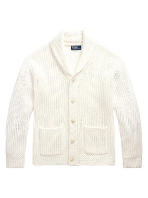 Linen-Cotton Shawl-Collar Cardigan