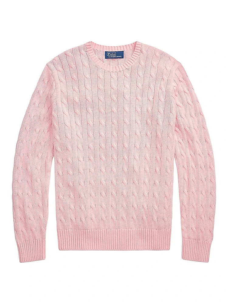 Cable-Knit Cotton Crewneck Sweater