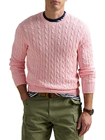 Cable-Knit Cotton Crewneck Sweater