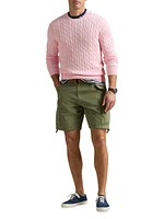 Cable-Knit Cotton Crewneck Sweater
