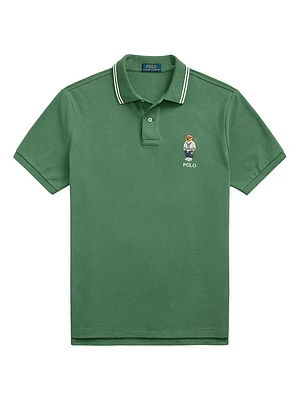 Custom-Slim-Fit Polo Bear Mesh Shirt