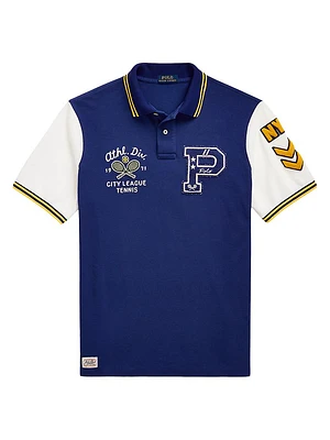 Classic-Fit Letterman Mesh Polo Shirt