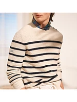 Striped Cotton-Linen Sweater