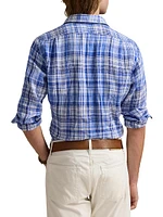 Classic-Fit Plaid Linen Shirt
