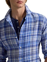 Classic-Fit Plaid Linen Shirt