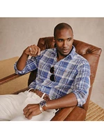 Classic-Fit Plaid Linen Shirt