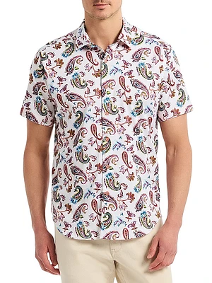 Tangier Paisley Stretch-Cotton Short-Sleeve Shirt