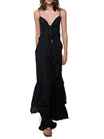 Iluminating Ruffled Silk Tie-Front Top